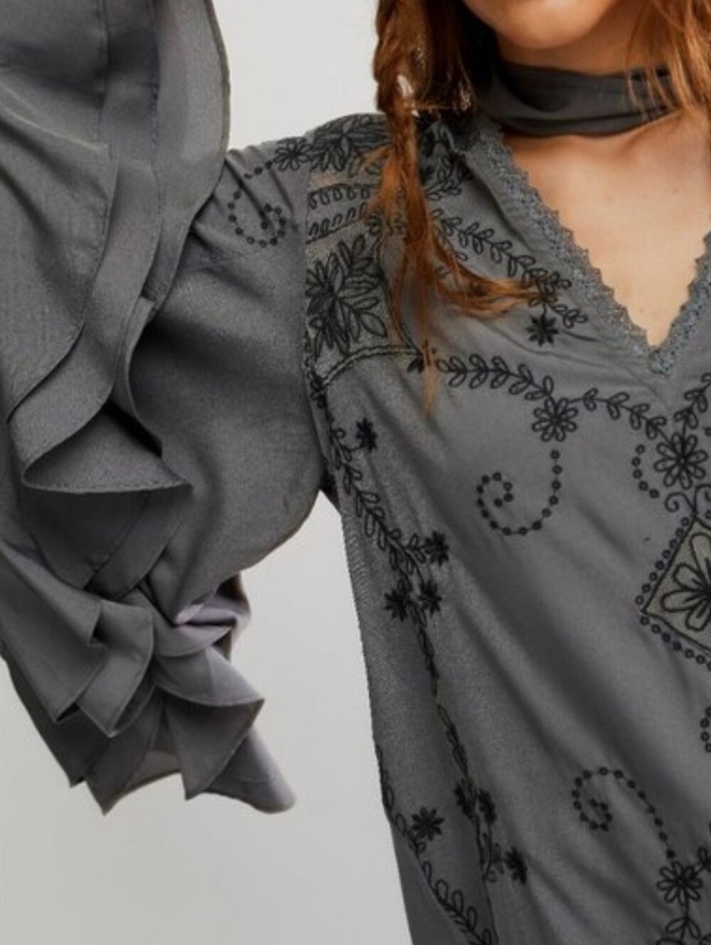 FREE PEOPLE Bali September Sun Mini Dress/Tunic Charcoal Grey Medium NWT$298 - Picture 2 of 12